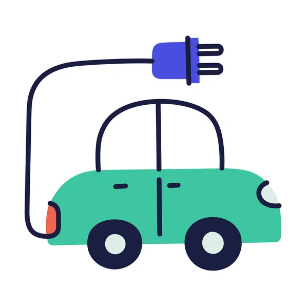 Elektrische Auto Handgetekend Doodle Icoon — Stockvector