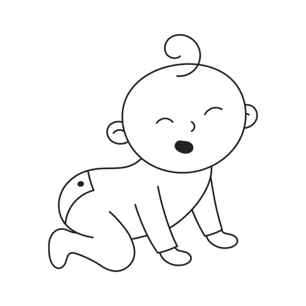 Bebé Rastejando Ícone Doodle Criança Família Desenhada Mão —  Vetores de Stock