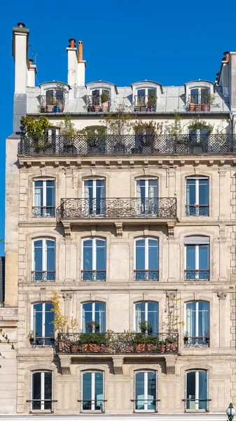 Paris Typical Building Parisian Facade Rue Rivoli — Stock Photo, Image