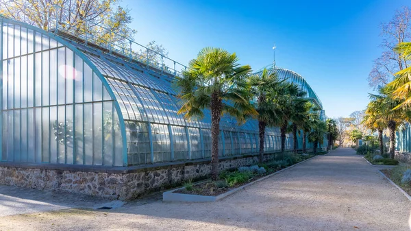 Paris Frankrike Auteuil Växthus Vacker Offentlig Trädgård Hösten — Stockfoto