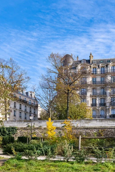 Paris Ancient Buildings Bastille Typical Facades View Public Garden Harbor — Fotografia de Stock