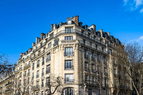 Paris Vacker Byggnad Plats Denfert Rochereau 14E Arrondissement Blå Himmel — Stockfoto