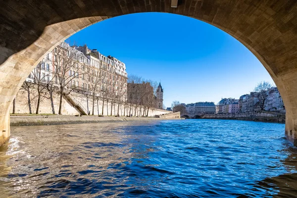 Parigi Sotto Pont Neuf Sulla Senna Con Quai Des Orfevres — Foto Stock