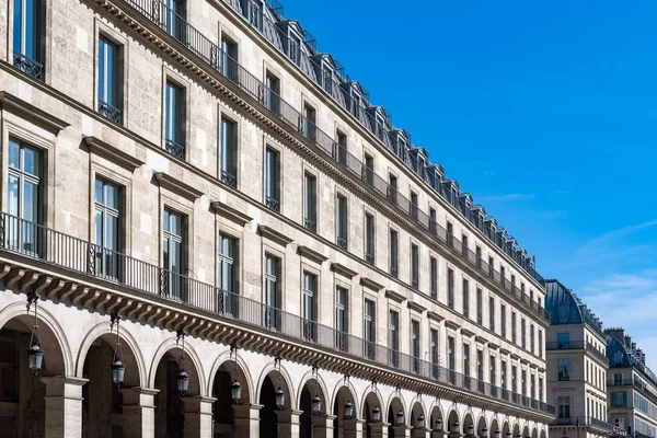 Paris Panorama Rue Rivoli Edifício Típico Fachada Parisiense — Fotografia de Stock
