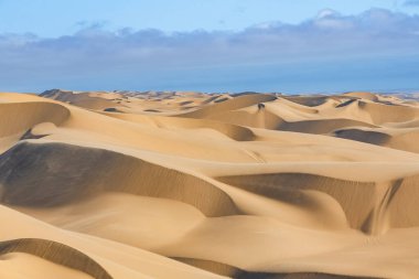 Namibya, Namib Çölü, sarı kum tepelerinin grafiksel manzarası