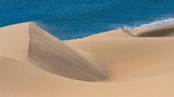 纳米比亚 纳米布沙漠 黄昏时分落海的风景 沙滩上刮起的风 — 图库照片
