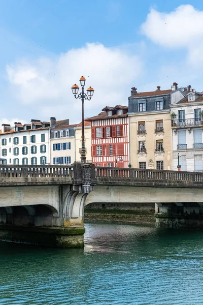 Bayonne Pays Basque Typical Facades Bridge River Nive — Stock Photo, Image