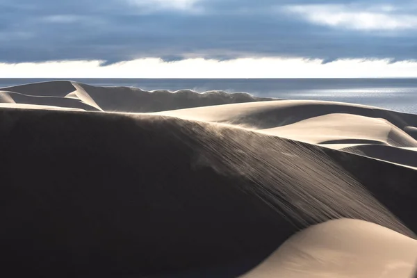 Namibia Desierto Namib Paisaje Dunas Amarillas Que Caen Mar — Foto de Stock