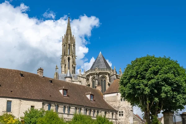 Senlis Medieval City France Ancient House Notre Dame Cathedral Background — Foto Stock