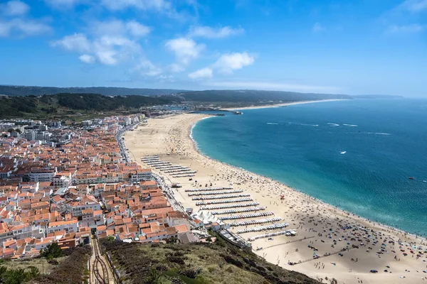Nazare Beach Resort Portugal Summer Aerial View — Stockfoto