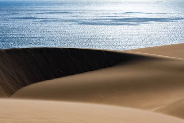 Namibia Namib Desert Landscape Yellow Dunes Falling Sea — Stock Photo, Image
