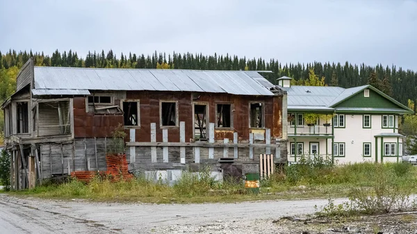 Dawson Város Yukon Kanada Színes Házak Ősi Falu Aranyláz — Stock Fotó