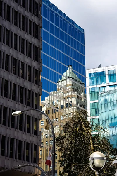 Vancouver, city in Canada, aerial view of the buildings in the center