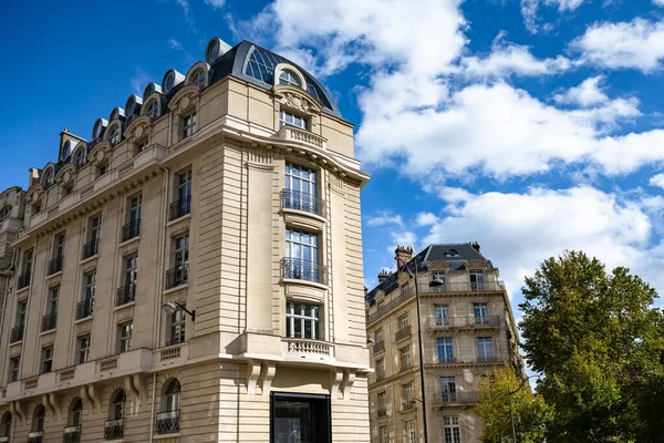 Paris Belo Edifício Bairro Luxo Fachadas Típicas Haussmann — Fotografia de Stock