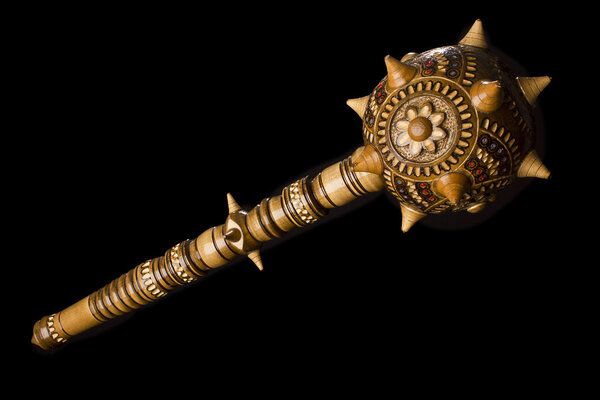 Wooden mace isolation on black