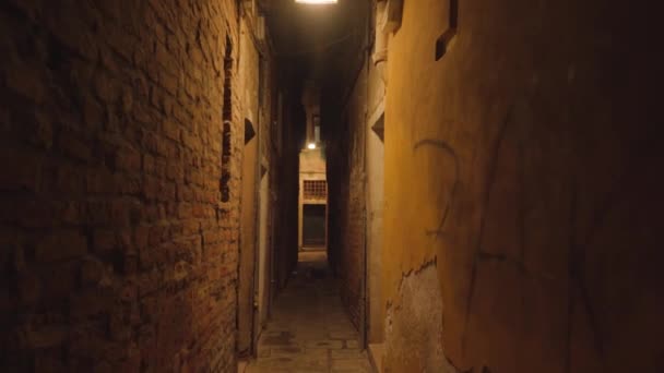 Venedik Venedik Caddesinde Eski Tuğlalar Yıkılmış Binalar Arasında Venedik Aydınlık — Stok video