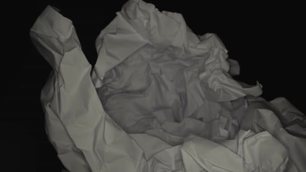 Sheet of white crumpled paper material as writing failure — Stock Video