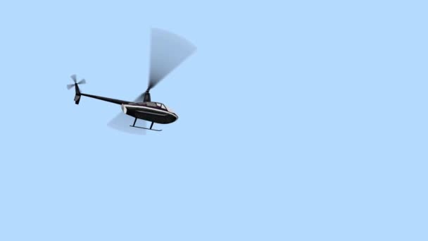 Stor helikopter med propeller flyger mot blå himmel — Stockvideo