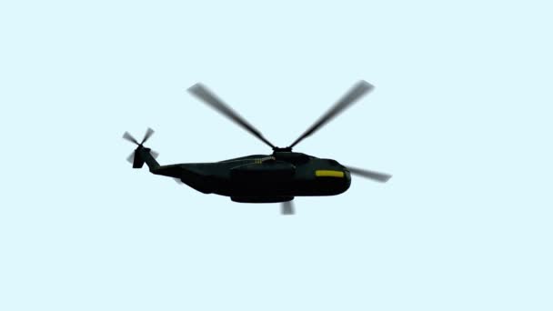 Helicopter icon with propeller on light blue background — Stock Video