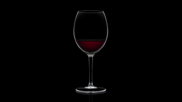 Kristallleeres Weinglas Füllt Sich Mit Köstlichem Rotwein Der Auf Schwarzem — Stockvideo