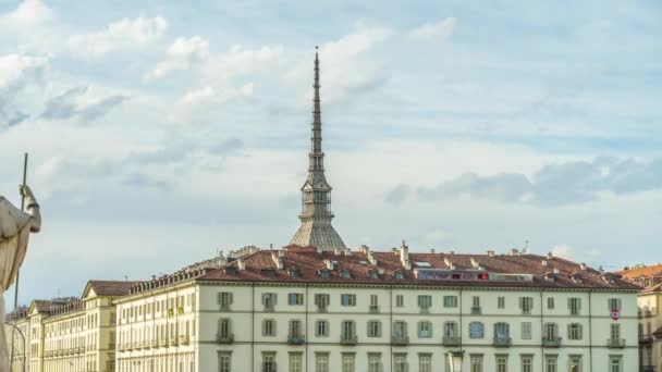 Historical Monument Built Mole Antonelliana Square Dome Spire Turin Italian — Vídeo de Stock