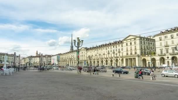 Turin Italy April 2022 Busy Life Central Street Turin Historical — 图库视频影像