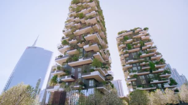 Milan Italy April 2022 Vertical Forest Houses Built High Rise — 비디오