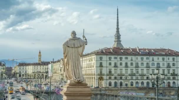 Turin Italy April 2022 Monument Back Mole Antonelliana Cathedral Spire — Stock Video