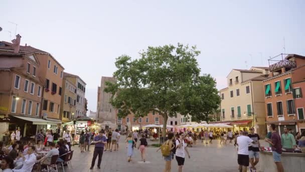 Venice Italy July 2022 Busy Pedestrian Street Cafes Shops Center — Vídeo de Stock