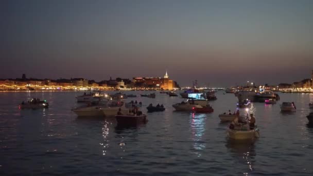 Venice Italy July 2022 People Sail Boats Feast Redeemer Twilight — 图库视频影像