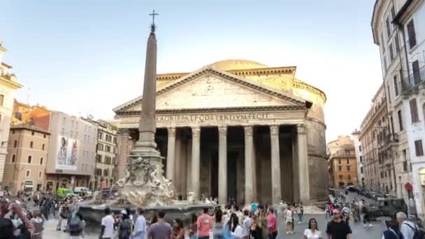 Rome Italy May 2022 People Walk Ancient Pantheon Located Center — Stockvideo