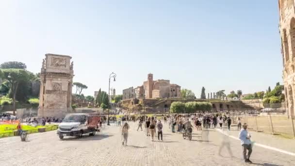 Rome Italy May 2022 People Walk Street Sightseeing Ancient Ruins — Vídeo de Stock