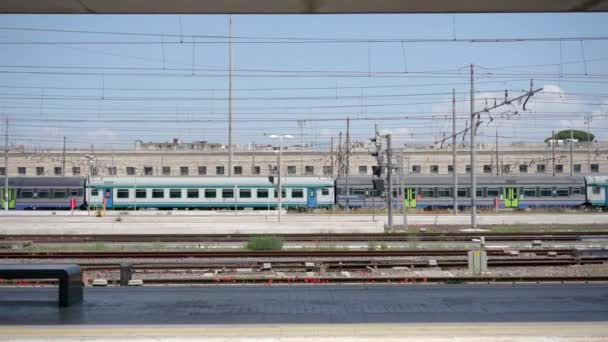 Rome Italy May 2022 Passenger Train Goes Railroad Departing Railway — Stockvideo
