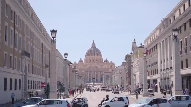 Ρωμη Ιταλια Μαϊου 2022 Δρόμος Οδηγεί Στην Πλατεία Του Αγίου — Αρχείο Βίντεο