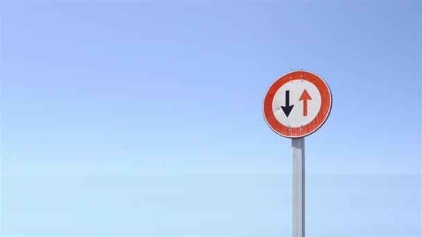 Priority Road Sign Sky Background — Video