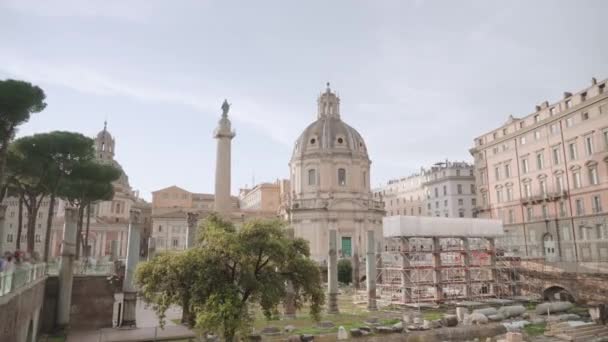 Church Most Holy Name Mary Large Dome Rome Cloudy Sky — Vídeo de Stock