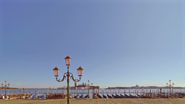 Venice Panorama Gondolas Blue Sky — Video