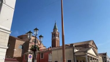 August 2021. Tower with bell tower of Chioggia