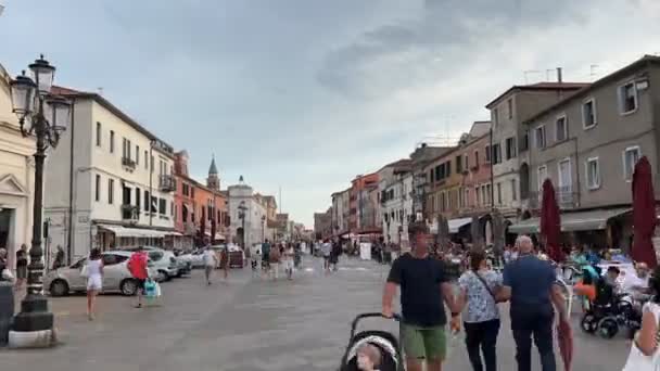 August 2021 Timelapse People Walking Center Chioggia — Vídeo de Stock
