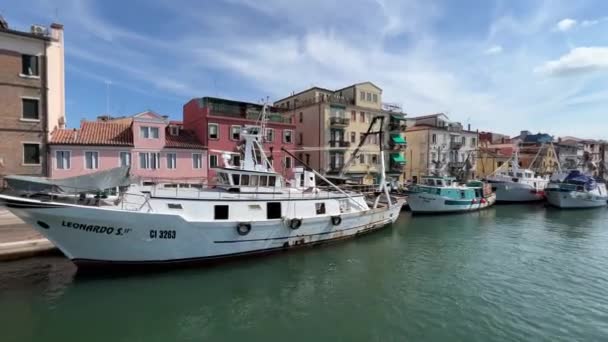 August 2021 Fishing Ships Parked Chioggia — Stock videók