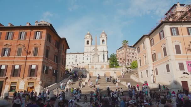 Rome Italy May 2022 Crowded Walking Street Spanish Steps Vintage — Video
