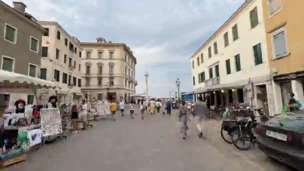 August 2021 Timelapse Center Chioggia Many People — Vídeo de Stock