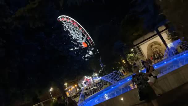 August 2021 Jesolo Ferris Wheel Illuminated Night — Vídeo de Stock