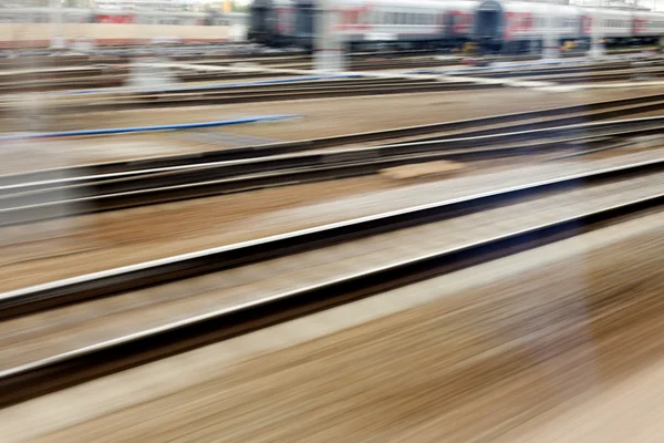 Train fast run on railway track — Stock Photo, Image