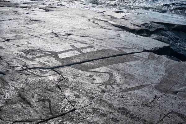 Onega Gölü Kaleria Burnu Şeytanın Burnu Ndaki Antik Petroglifler — Stok fotoğraf