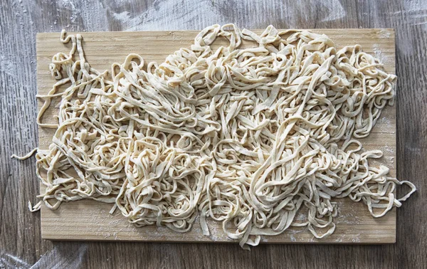 Fresh Pasta Spaghetti Ready Cook Homemade Pasta Made Hand — Stock Photo, Image