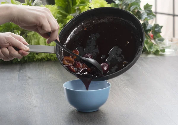 Close Male Hands Preparing Food Interior Kitchen Preparing Healthy Organic — Foto Stock