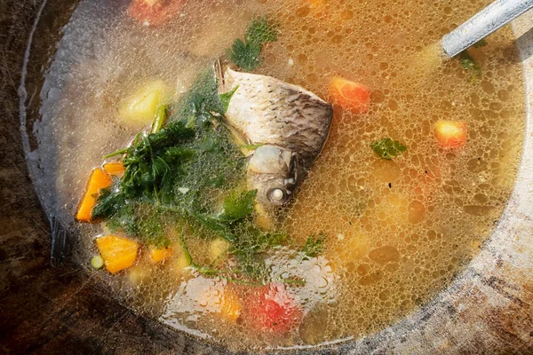 Cooking Fish Soup Home Kitchen Fish Soup Traditional Dish Coastal — 图库照片