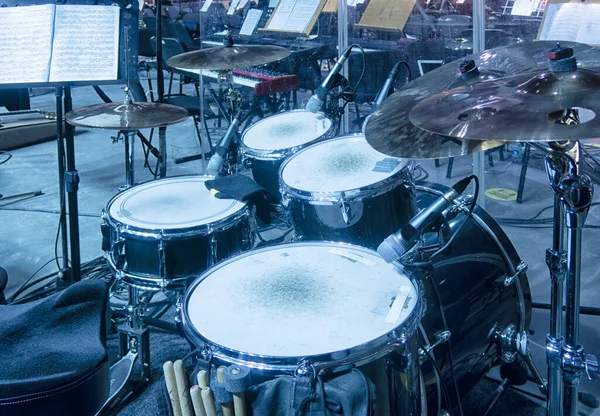 Instruments Musique Les Instruments Percussion Sont Dans Salle Orchestre Attente — Photo