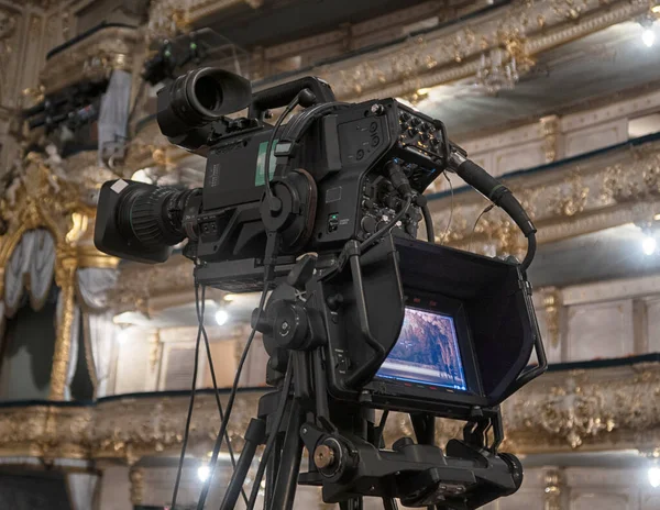 Installazione Preparazione Videocamere Prima Dell Evento Presso Teatri Sale Concerto — Foto Stock